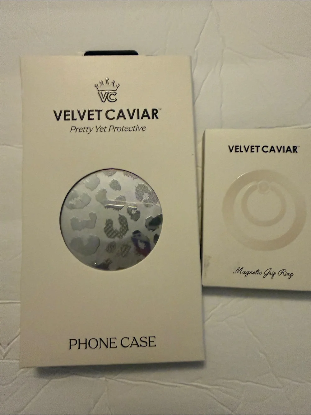 Velvet Caviar silver chrome Leopard IPhone pro max 16 case  & Magnetic Grip ring